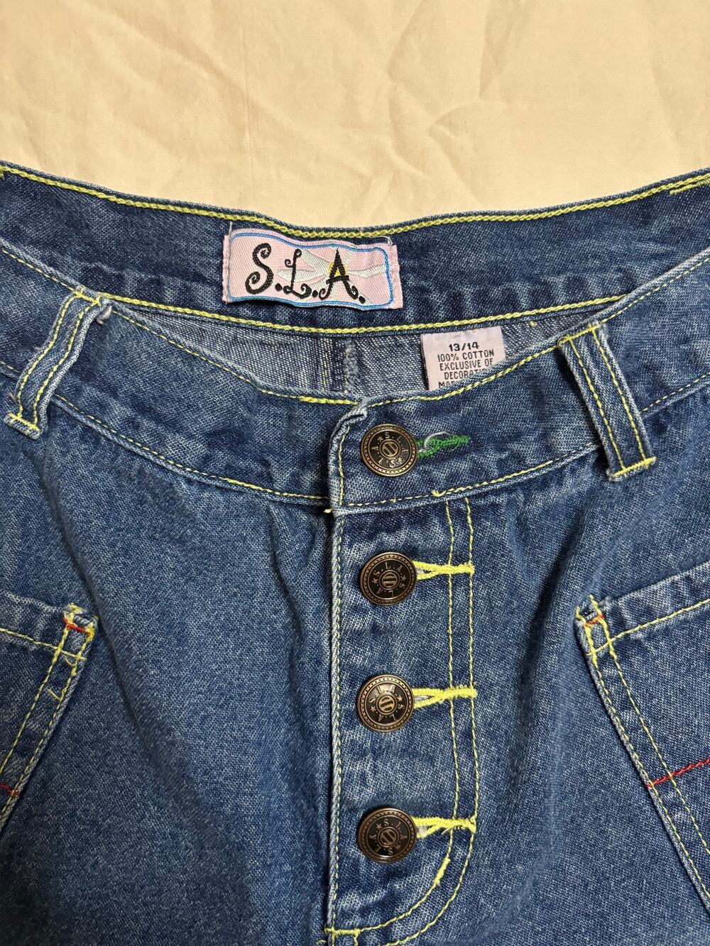 Vintage 90s S.L.A. High Waisted Button Fly Denim Shorts